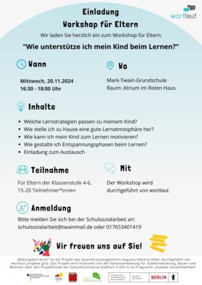 Meldung: Elternworkshop am 20.11.2024