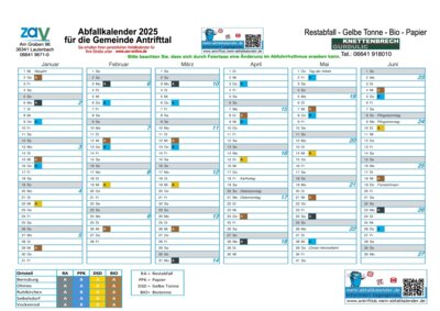 Abfallkalender 2025 (Bild vergrößern)