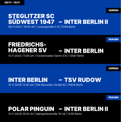 Spielankündigung für das Wochenende vom 08.11. bis 10.11.2024 (Bild vergr&ouml;&szlig;ern)