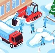 Foto zeigt Leistungen des Winterdienstes wie fegen, räumen, streuen