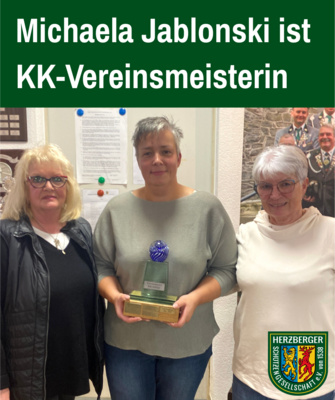 Michaela Jablonski gewinnt die Vereinsmeisterschaft im Kleinkaliberschießen mit 294,7 Ringen! (Bild vergrößern)