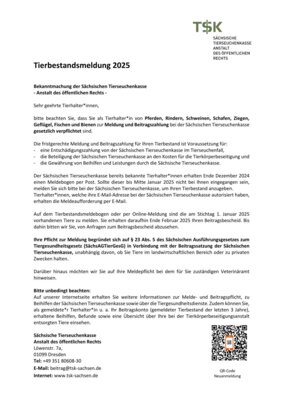 Bekanntmachung der Sächsischen Tierseuchenkasse (Bild vergr&ouml;&szlig;ern)