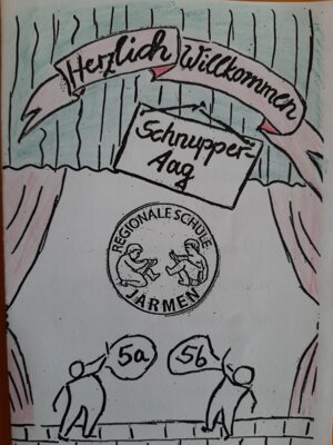 Im nächsten Jahr 5a und 5b: Willkommensgruß der Regionalen Schule für die Grundschüler zum Schnuppertag am 11. November.