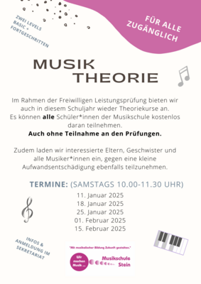 Foto zur Meldung: Musik Theorie - Kurse 2025