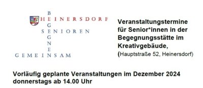 Veranstaltungstermine Senior_innen Heinersdorf Dezember 2024