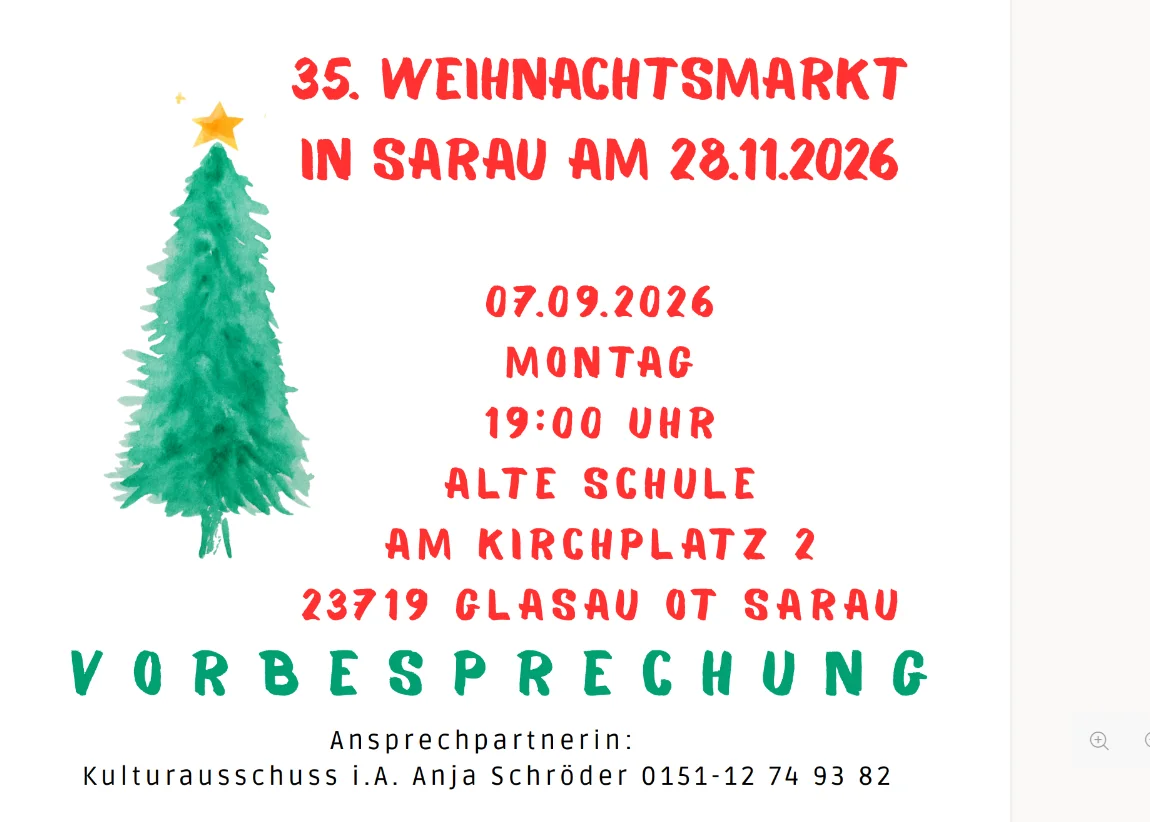 Aushang Vorbesprechung Weihnachtsmarkt 2026