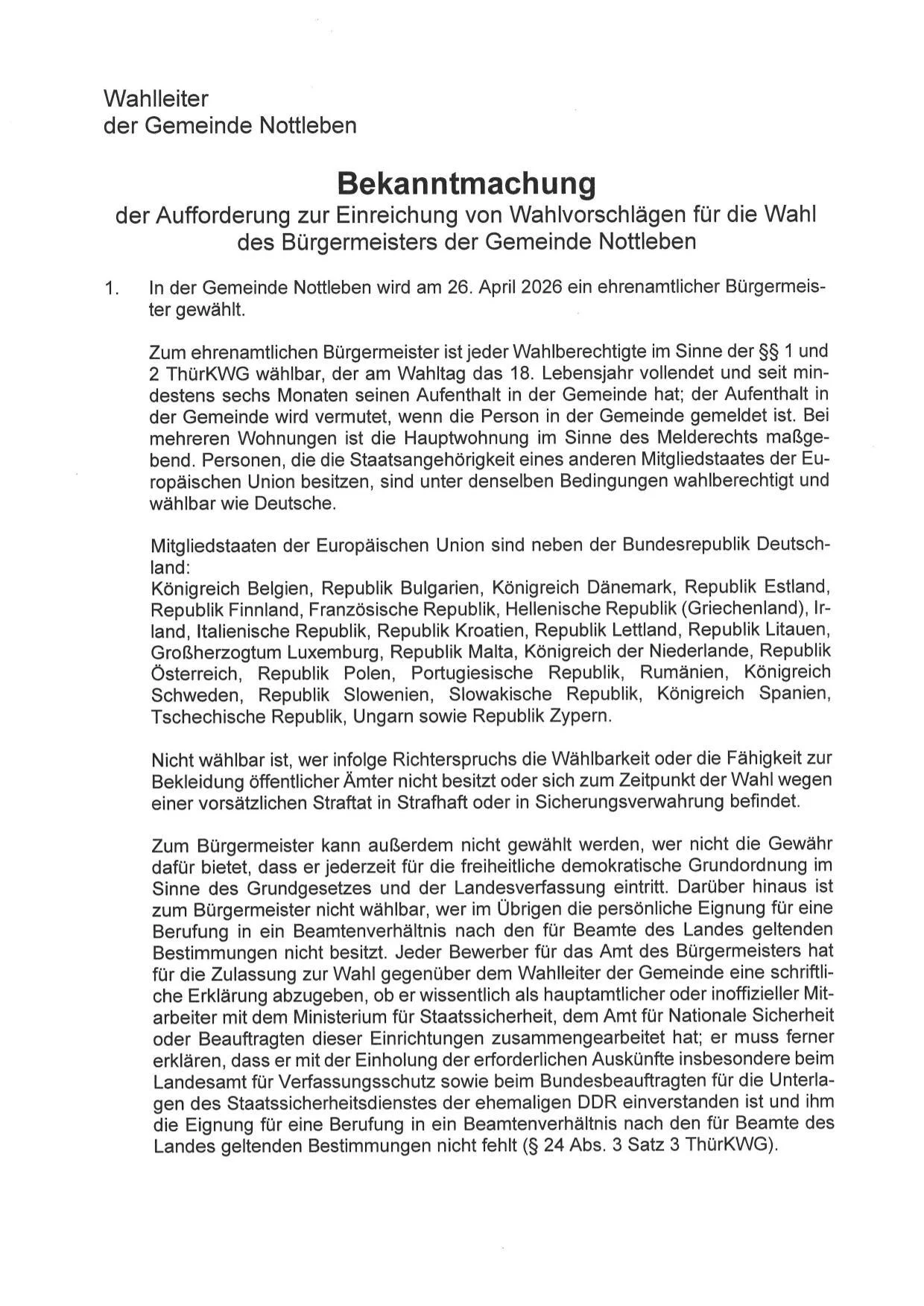 Bekanntmachung Aufforderung Einreichung Wahlvorschläge BgmWahl Nottleben-1
