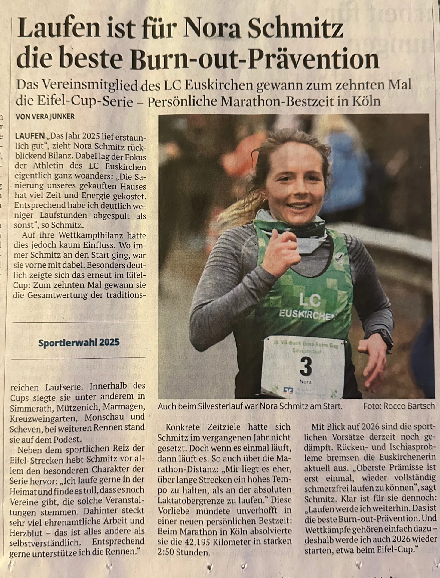 Nora Schmitz läuft auch bei der Sportlerwahl 2025 um den Sieg