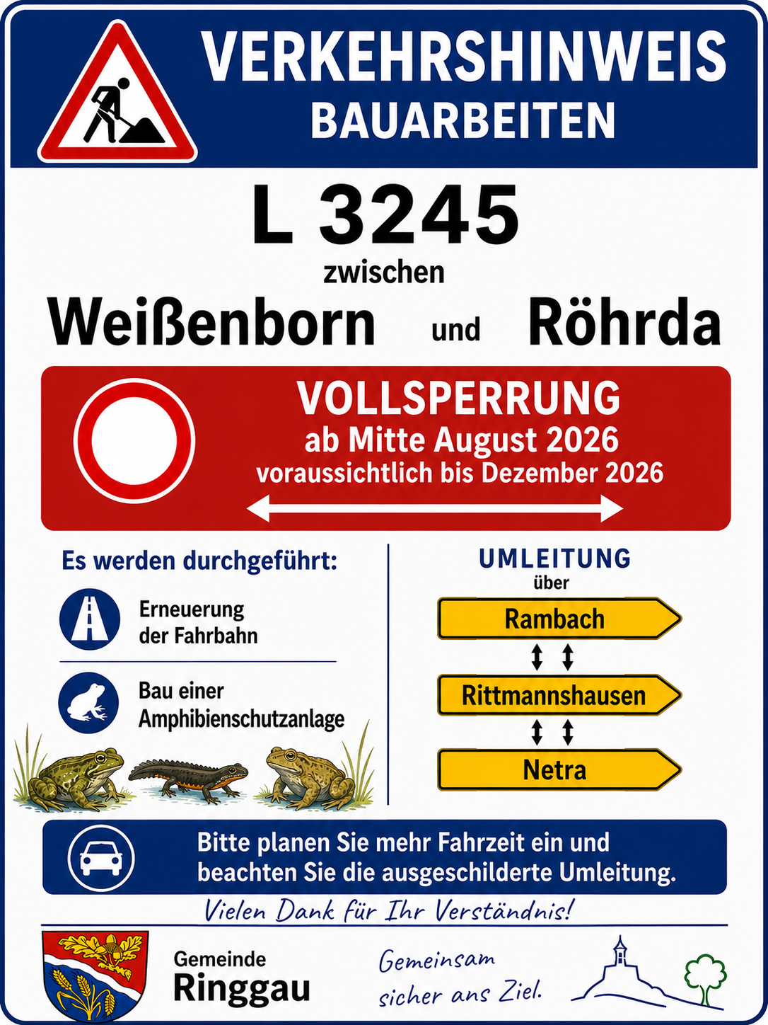 Bauarbeiten L3245 Röhrda - Weißenborn