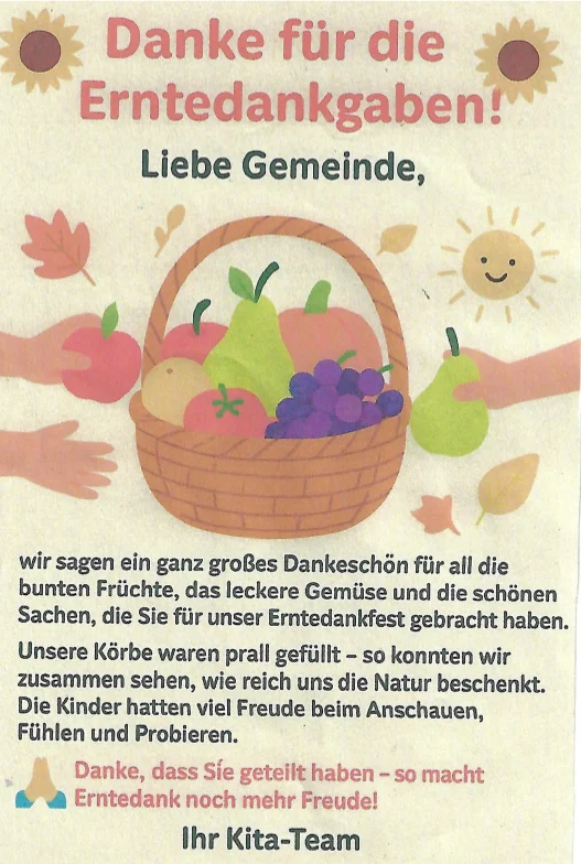 Der evangelische Kindergarten Lützen sagt herzlichen Dank!