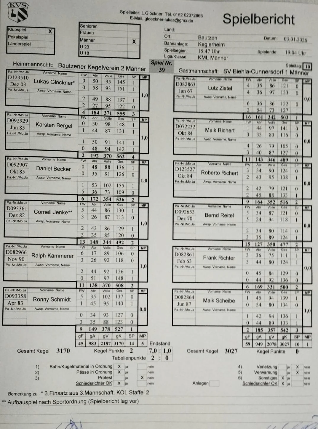 Spielbericht