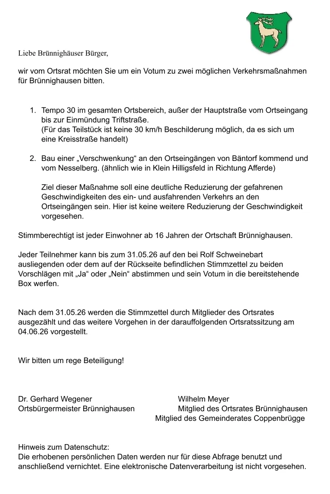 Bürgervotum Tempo 30