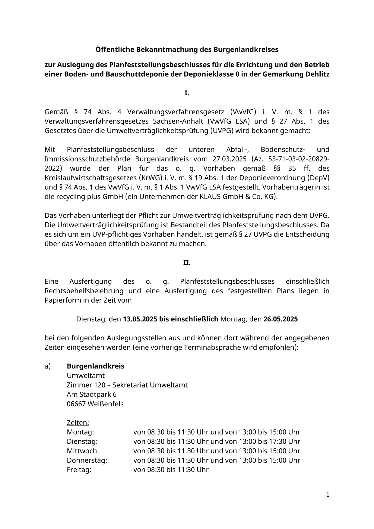 Öffentliche Bekanntmachung des Burgenlandkreises_Planfeststellungsbeschluss_Solestadt Bad Dürrenberg-1