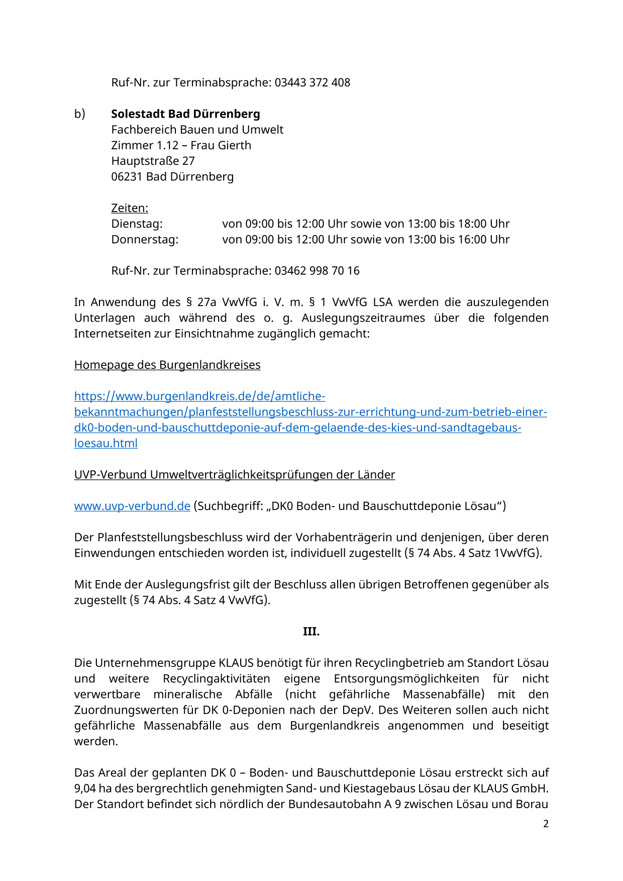 Öffentliche Bekanntmachung des Burgenlandkreises_Planfeststellungsbeschluss_Solestadt Bad Dürrenberg-2