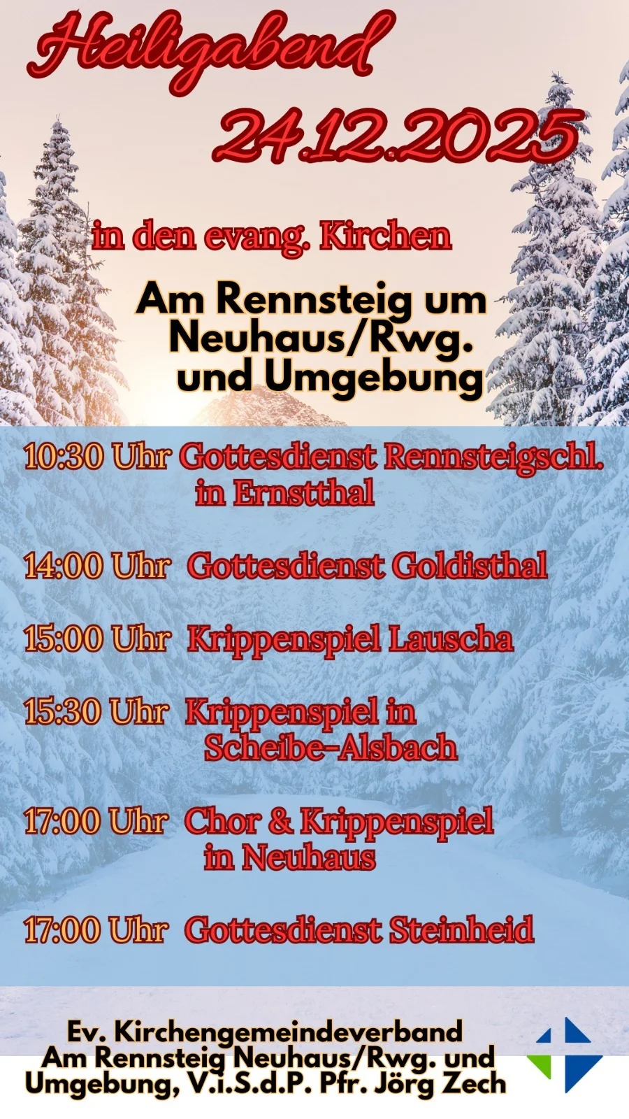 Heiligabend 24.12.2025 in den evangelischen Kirchen in der Rennsteigregion