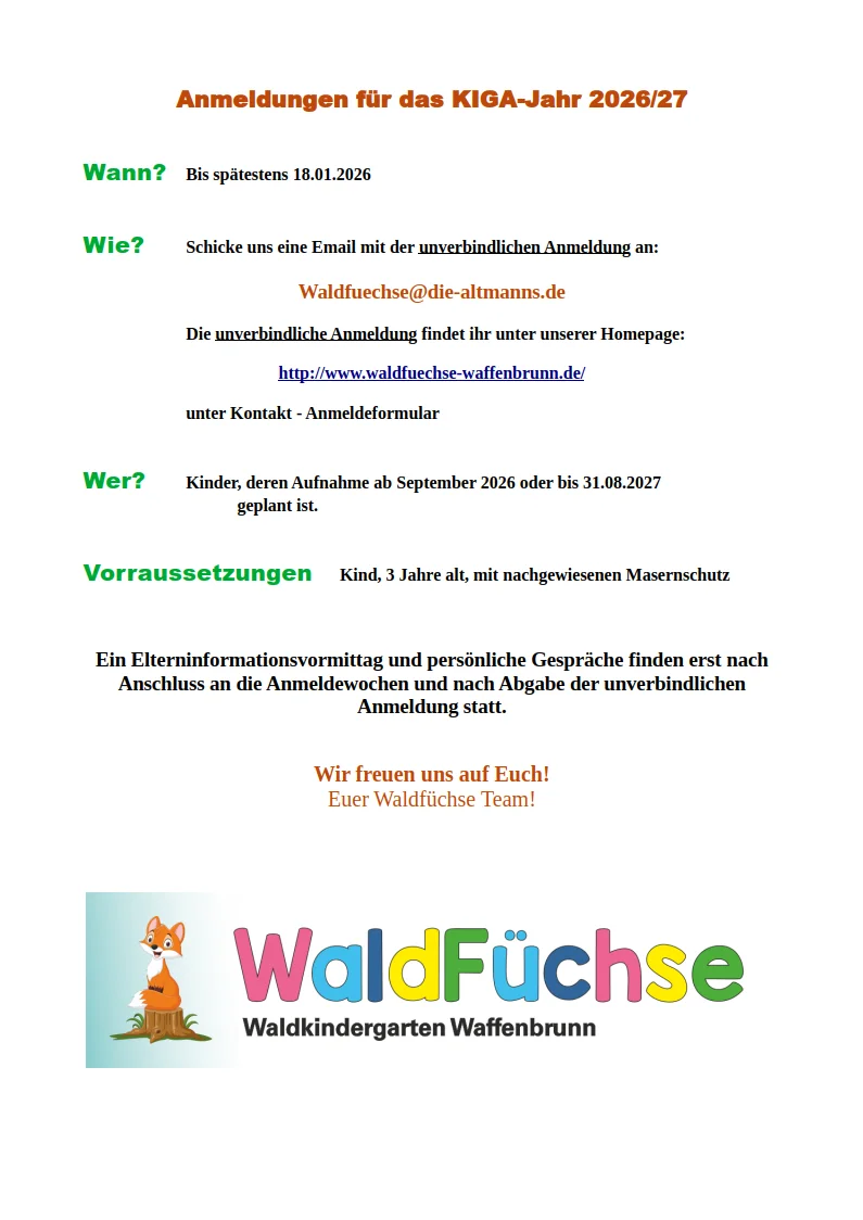Anmeldung 2026/27