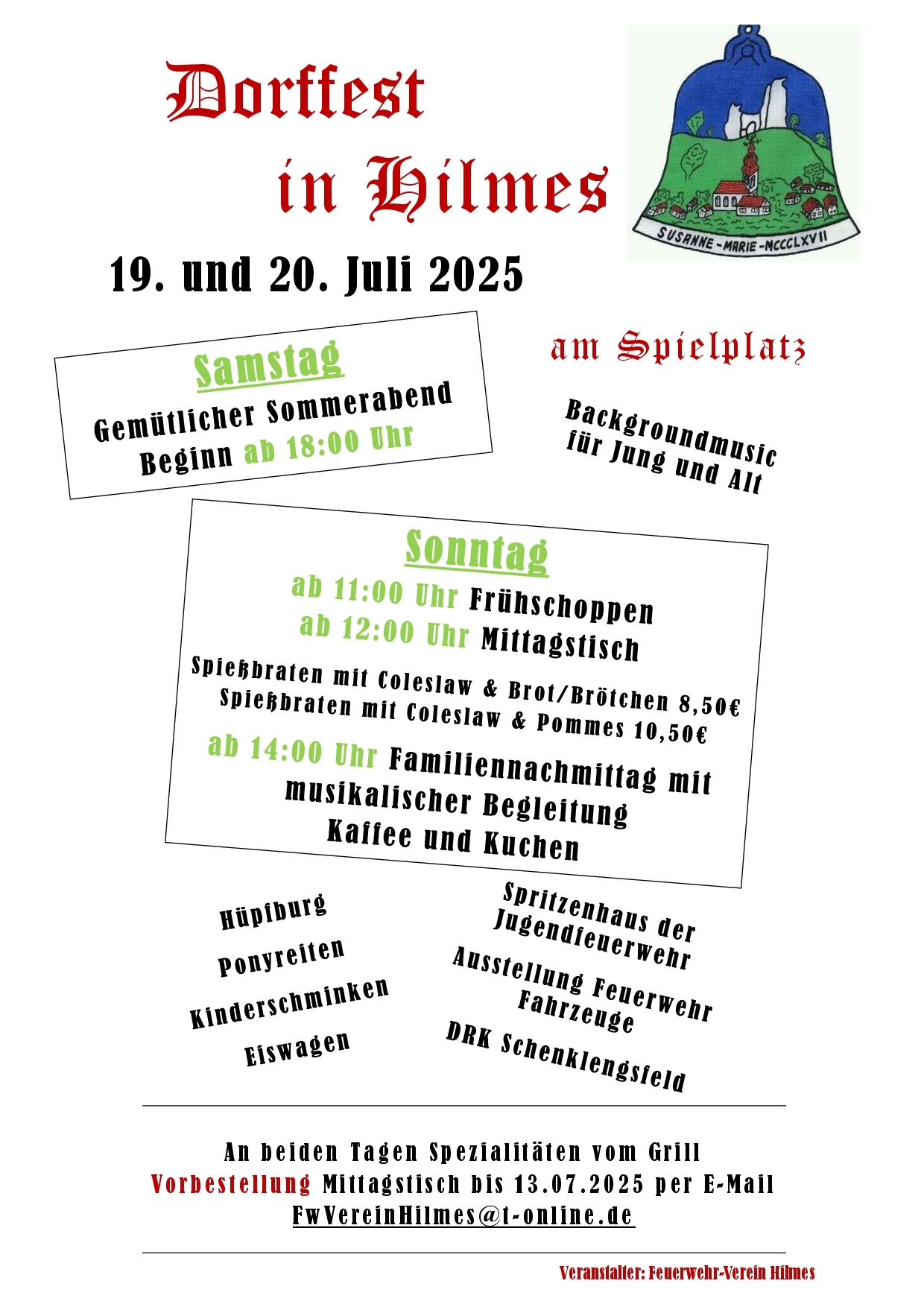 Dorffest in Hilmes am 19. u. 20.07.2025