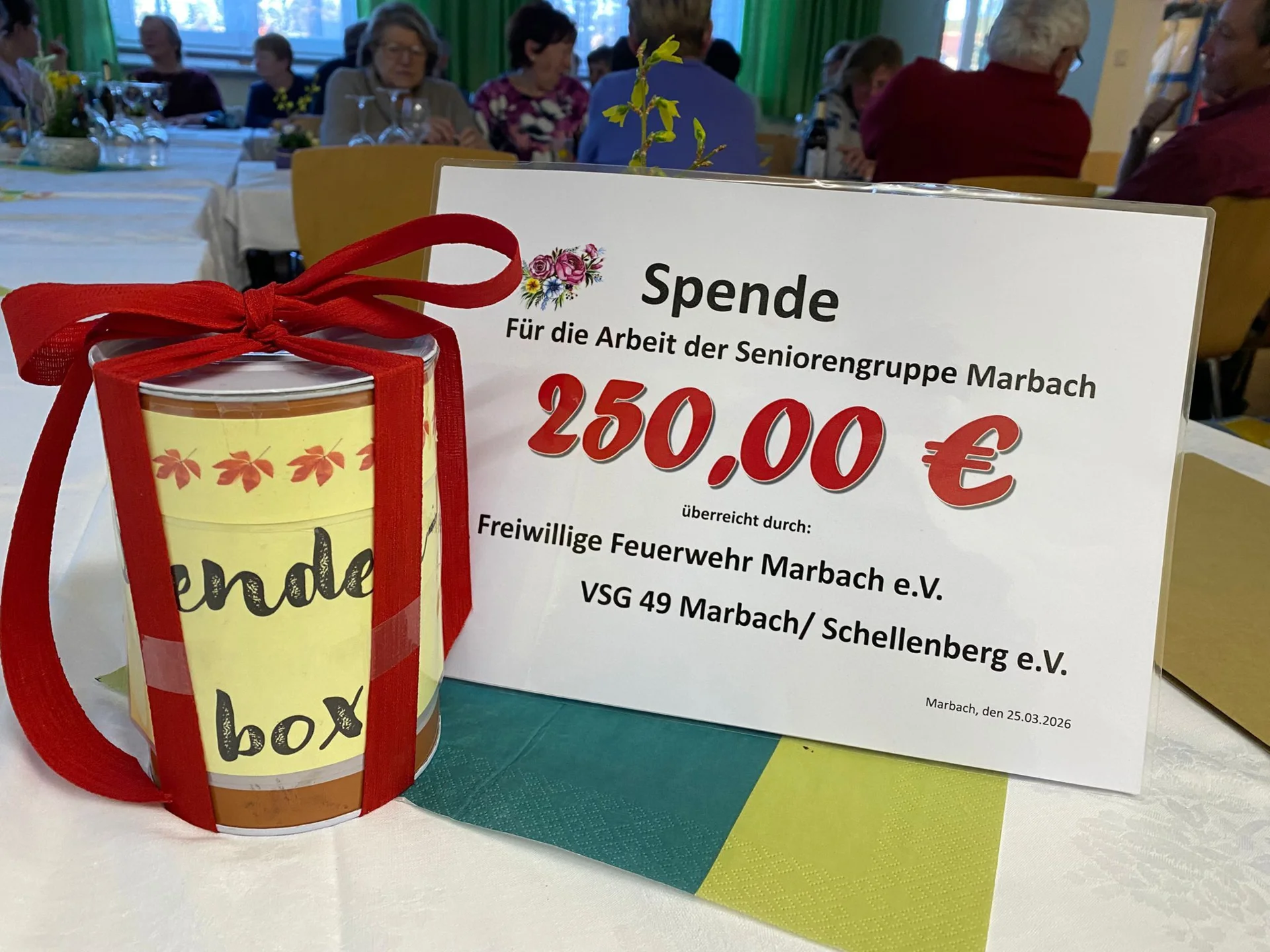 Spende für die Marbacher Seniorengruppe