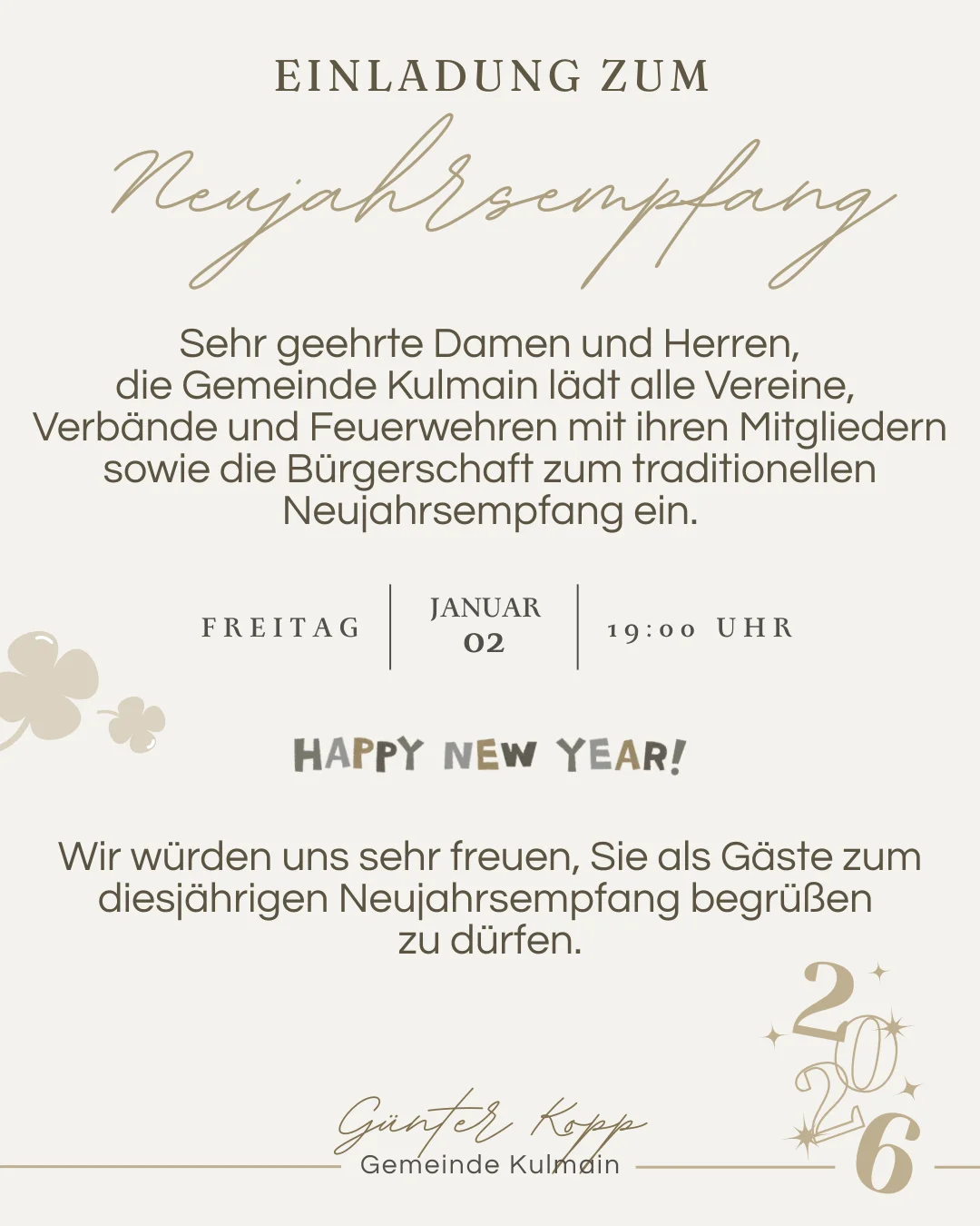 Einladung Neujahrsempfang 2026