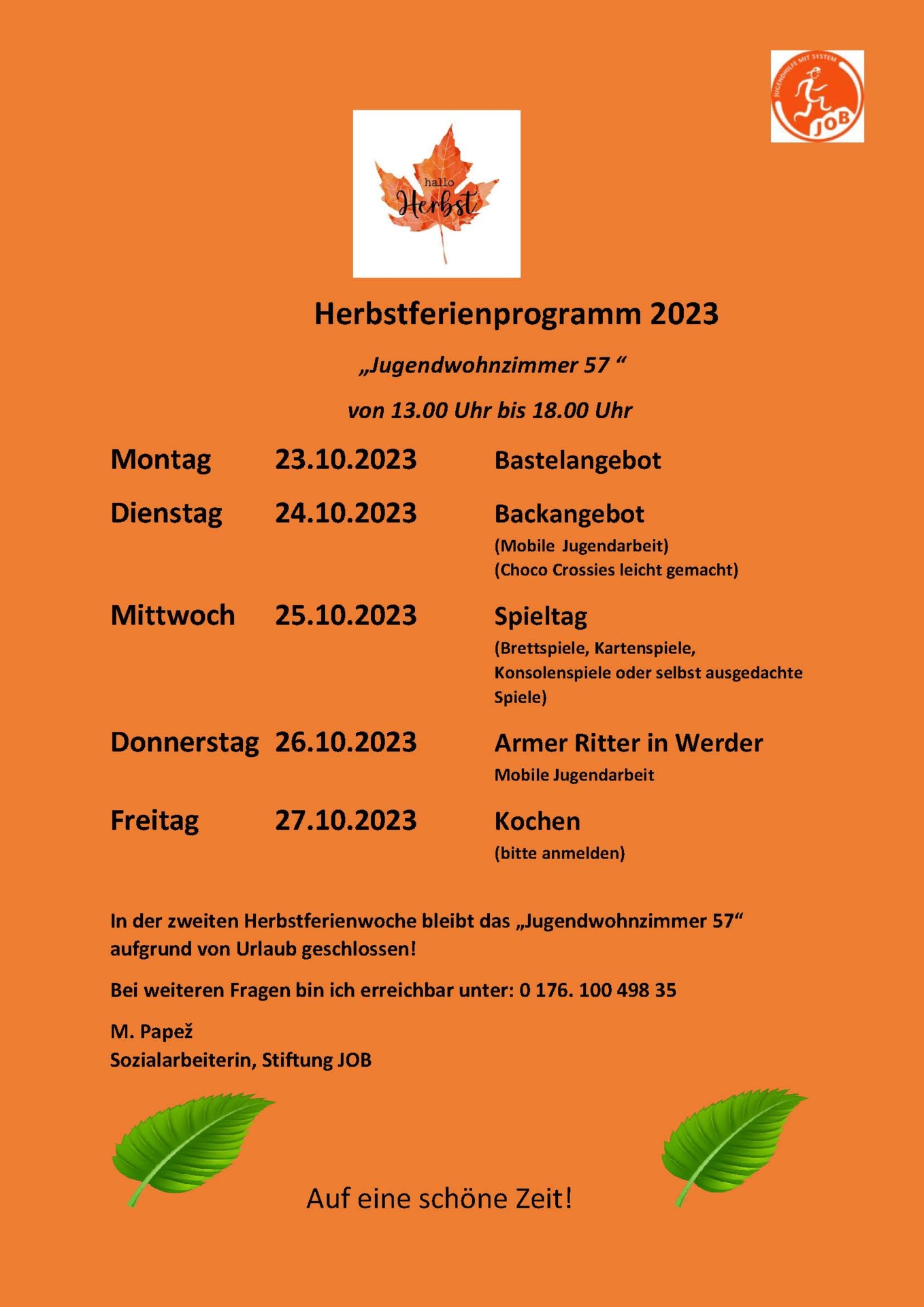Herbstferienprogramm 2023_MJA Michendorf