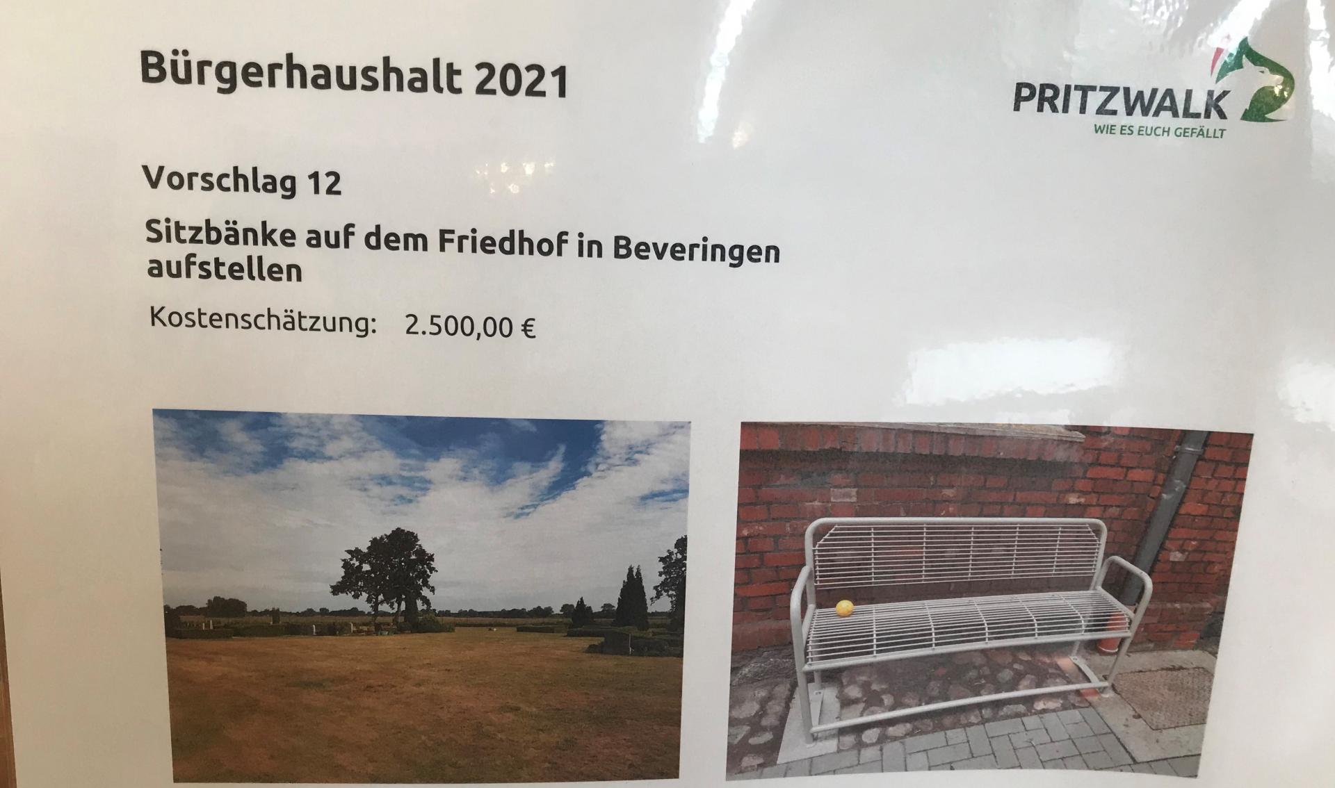 2 Sitzbänke für Friedhof Beveringen - 2.500 €