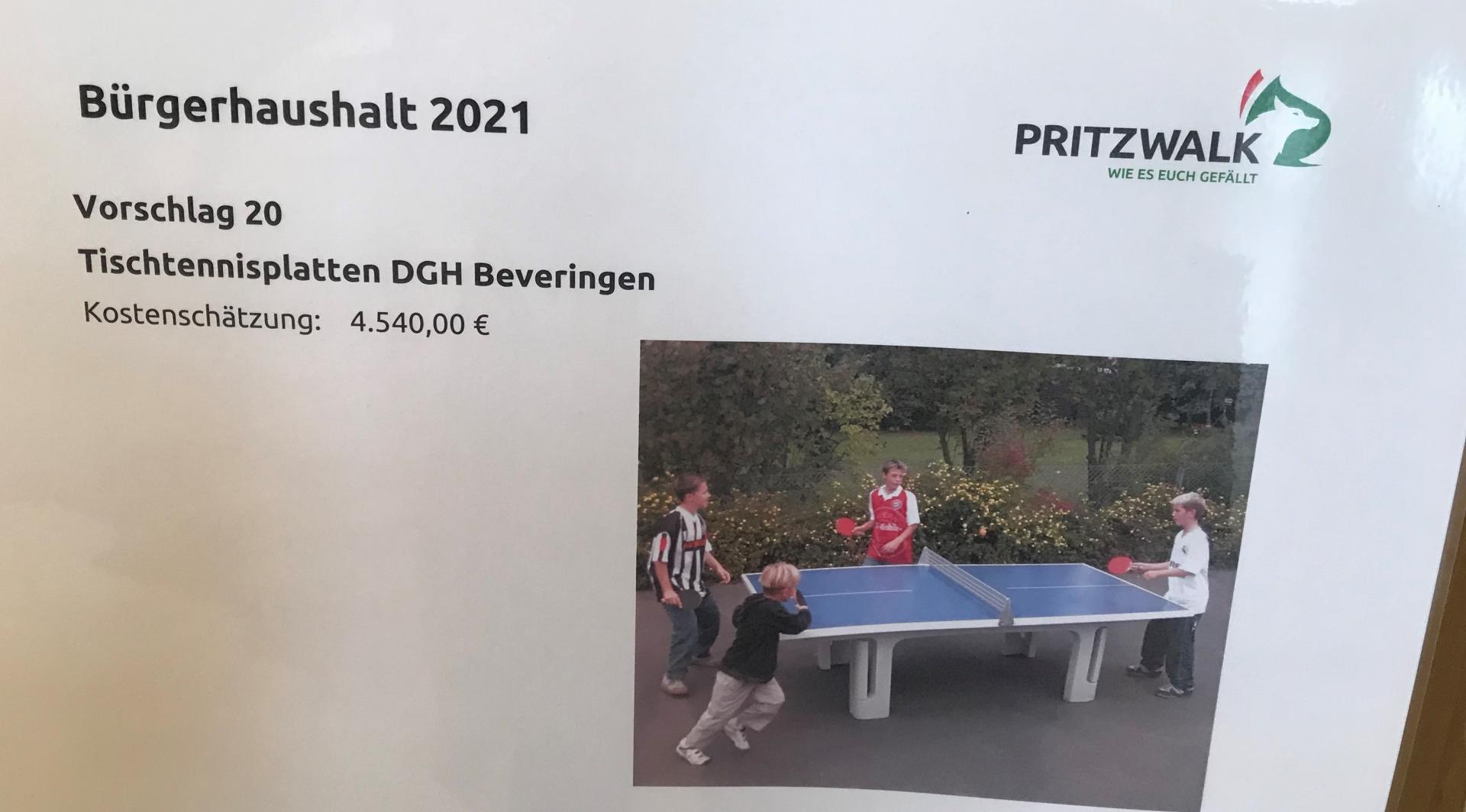 2 feste Tischtennisplatten am DGH Beveringen - 4.540,00 €