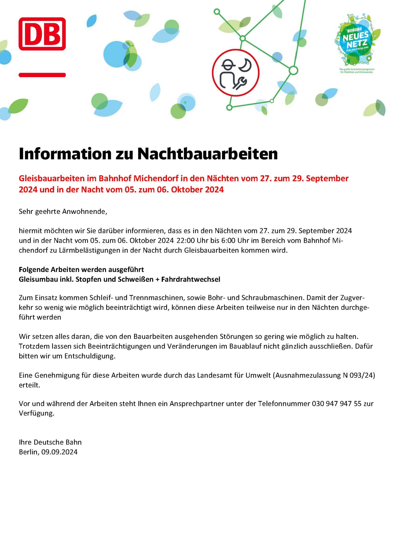 Anwohnerinformation BMIP Restarbeiten (ab 65m)