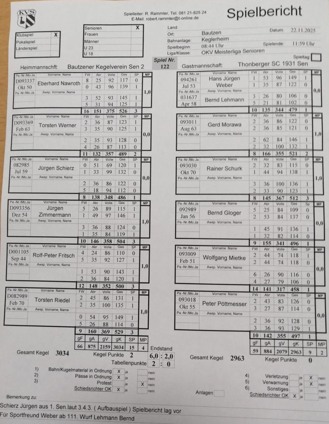 Spielbericht
