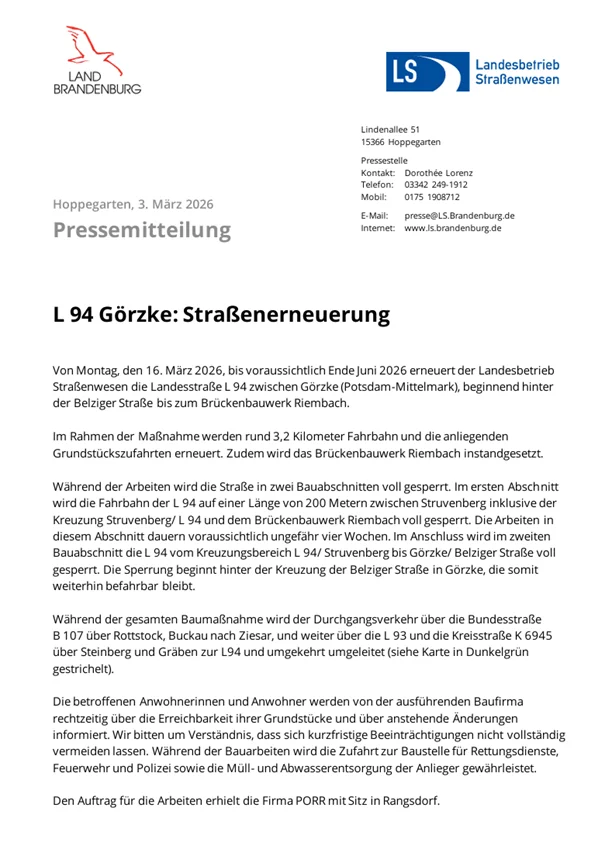 Straßenerneuerung L 94