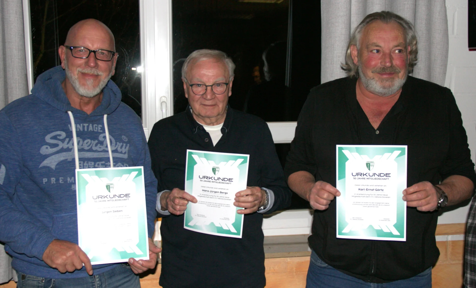 50 Jahre Treue: Jürgen Sieben, Hans-Jürgen Bergs, Karl-Ernst Görtz (v. l.)