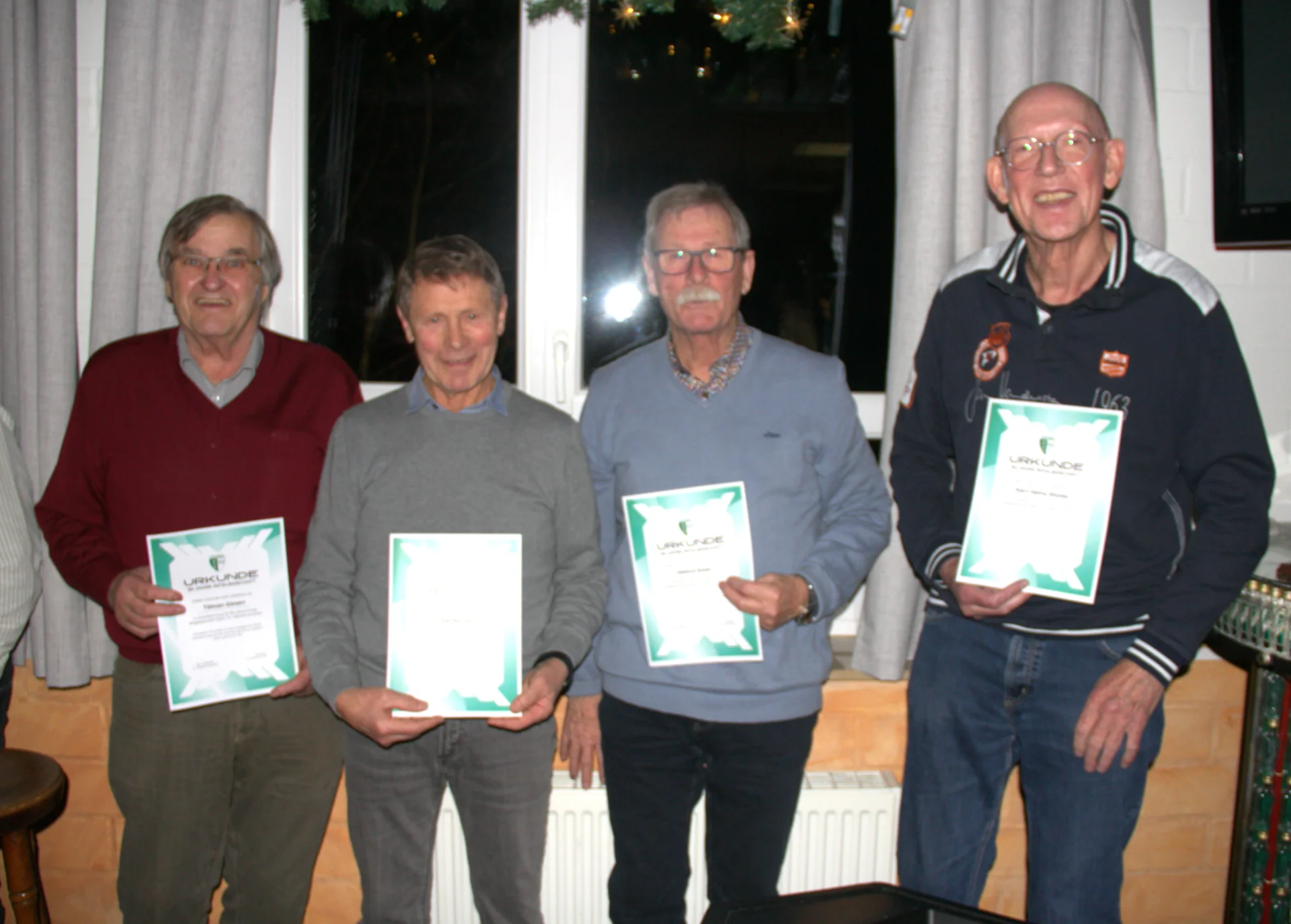 60 Jahre Treue: Tillmann Giesen, Fredi Niehsen, Helmut Esser, Karl-Heinz Stoyke
