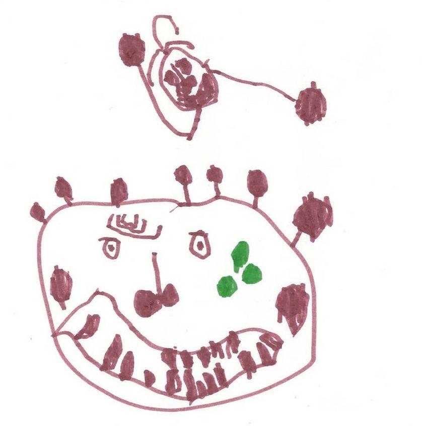 Corona-Virus. Zeichnung: Fredi, 4 Jahre