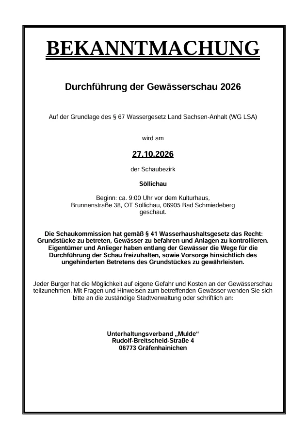 Gewässerschau 2026 - Söllichau