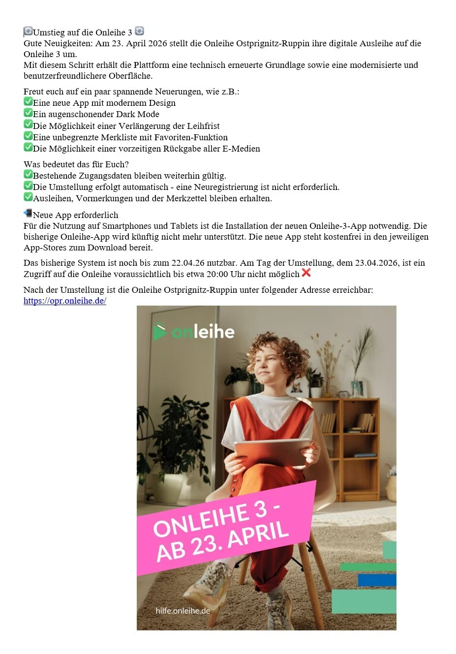 Umstellung onlinhe 3