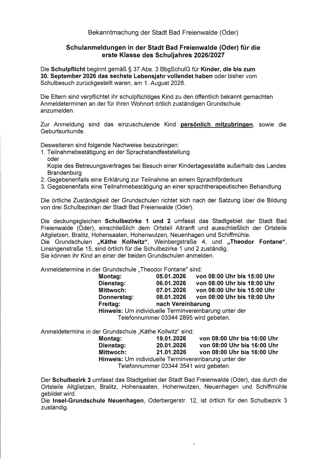 Schulanmeldung 1