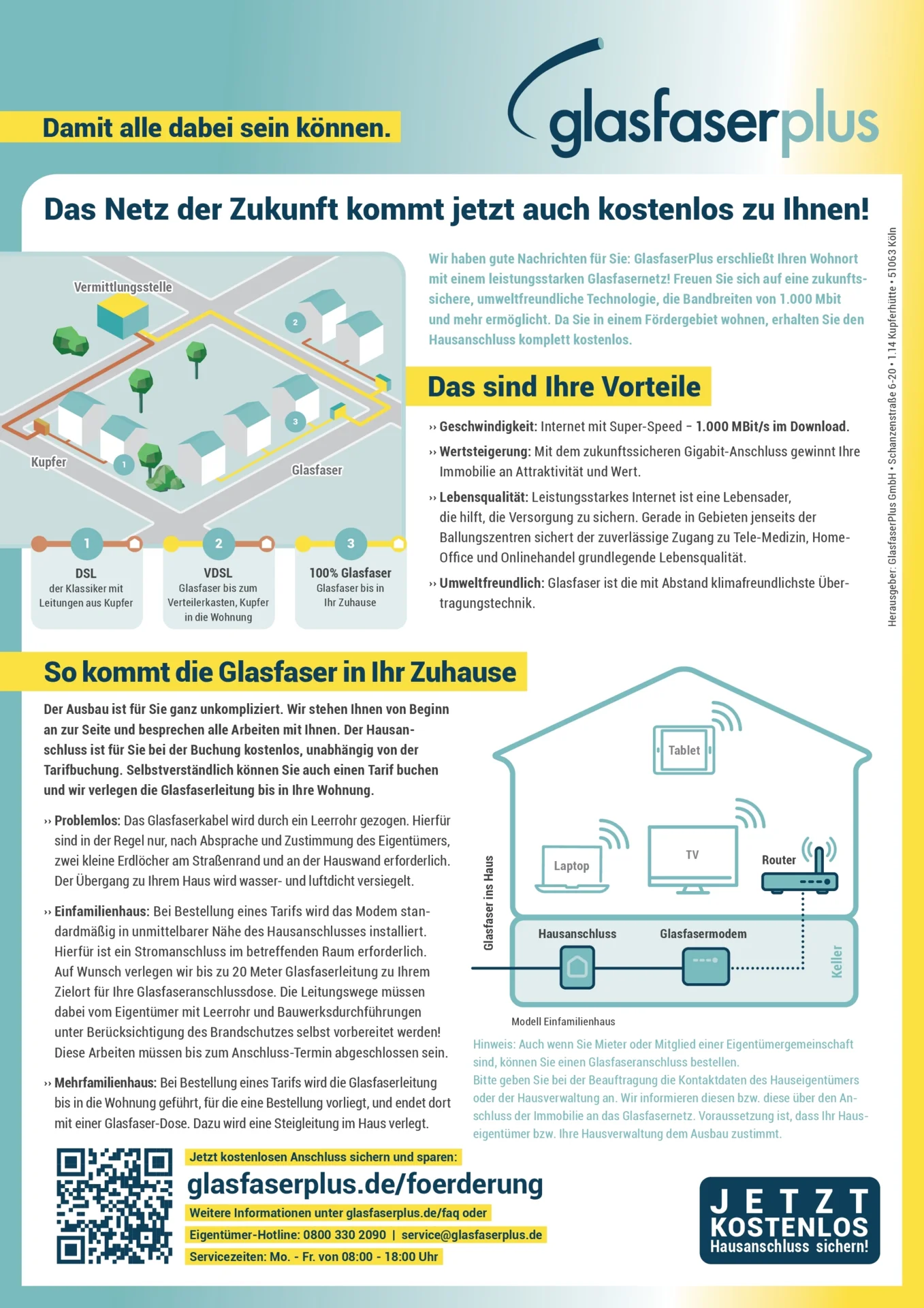 Flyer glasfaserplus Förderung