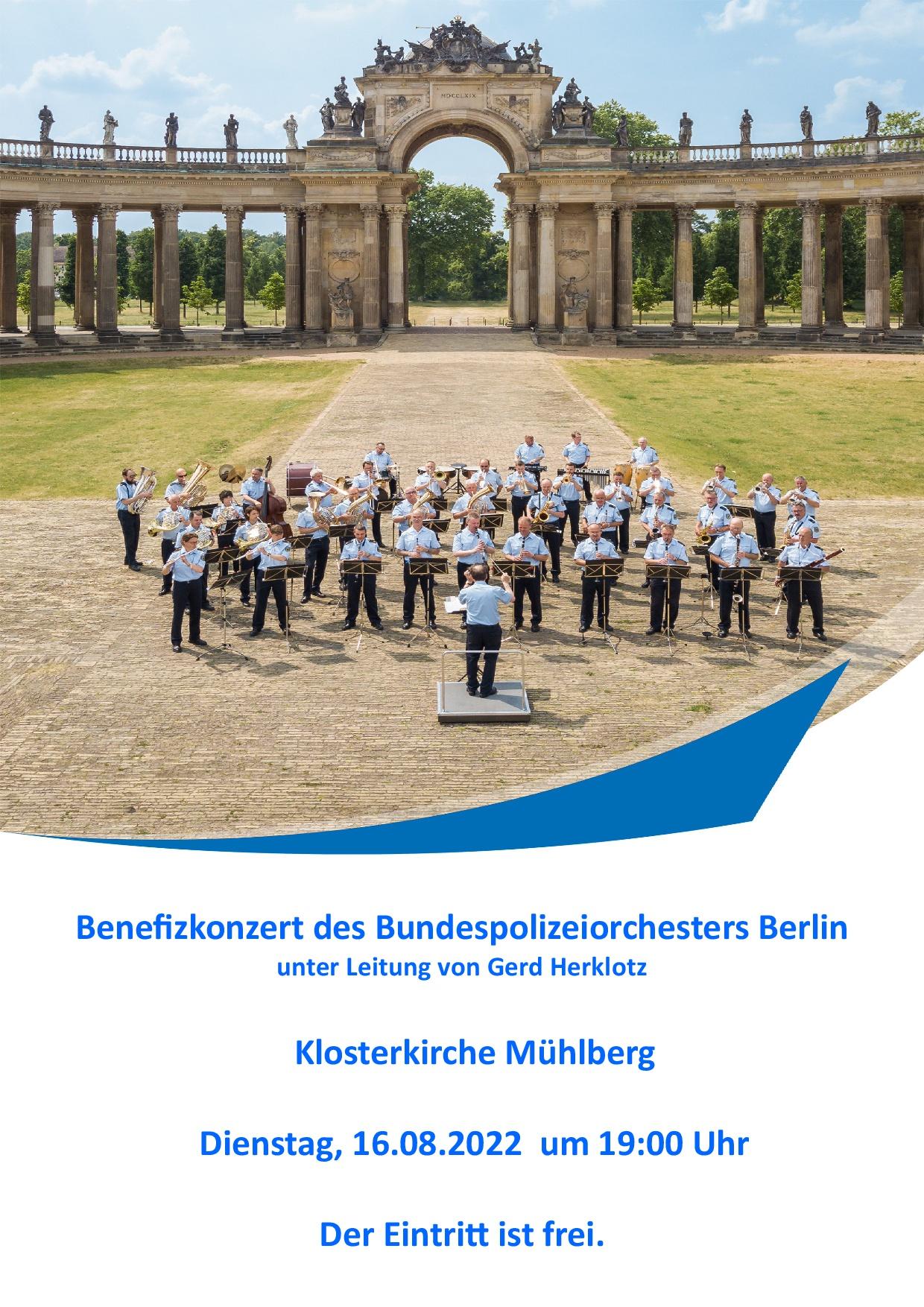 Plakat Mühlberg Konzert Bundespolizeiorchester Berlin