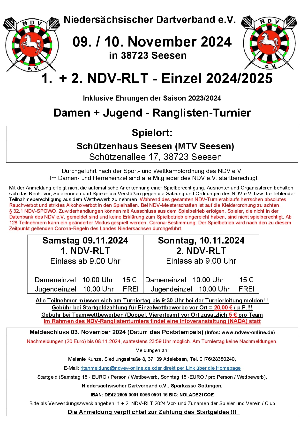 Plakat 1. + 2. NDV-RLT - Damen + Jugend