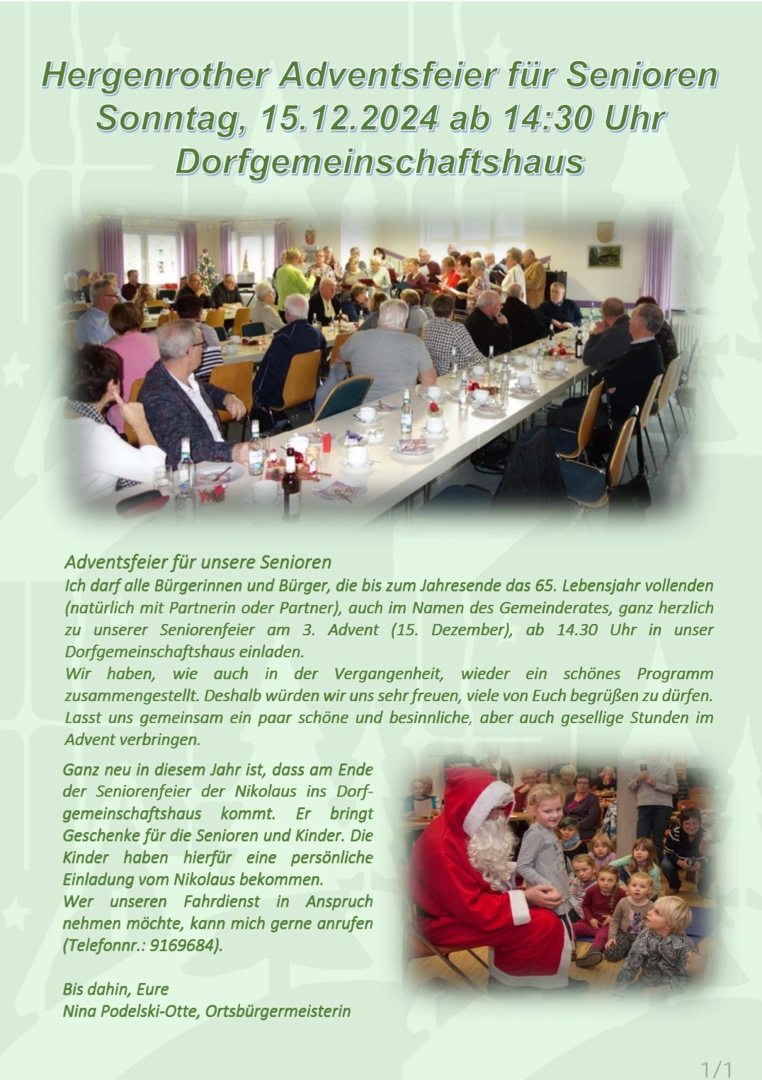 Hergenrother Adventsfeier für Senioren
