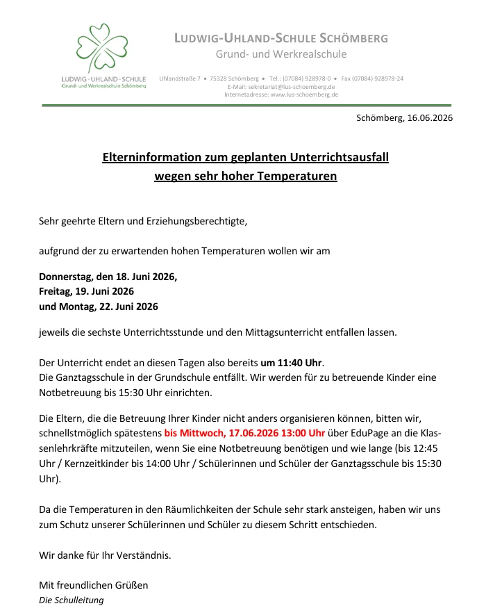 Unterrichtsausfall