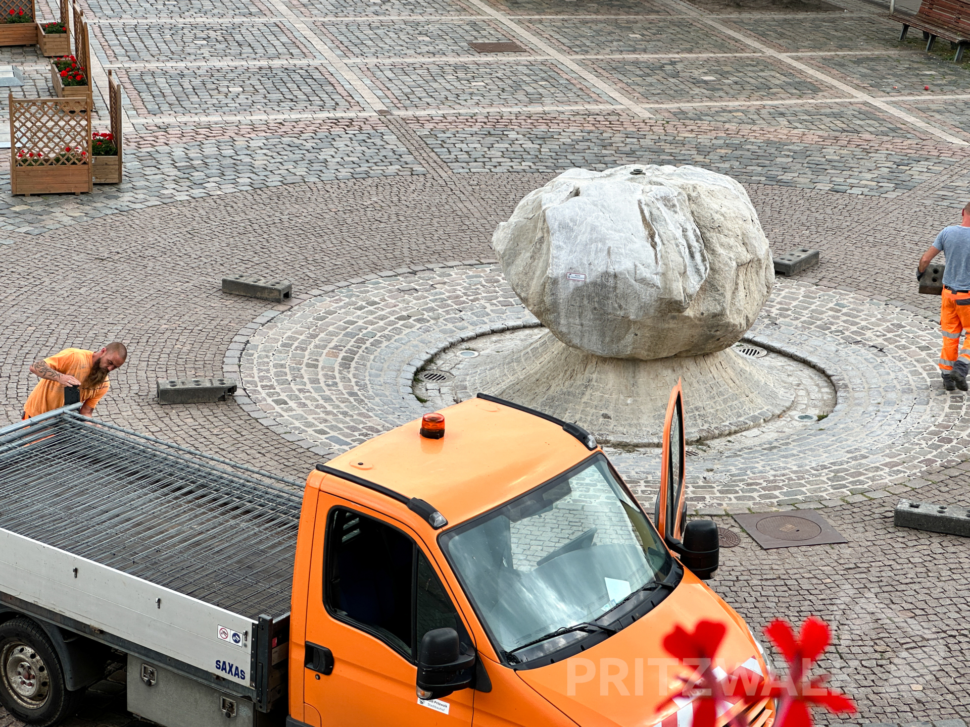 Die Absperrung wird aufgebaut. Foto: Stadt Pritzwalk