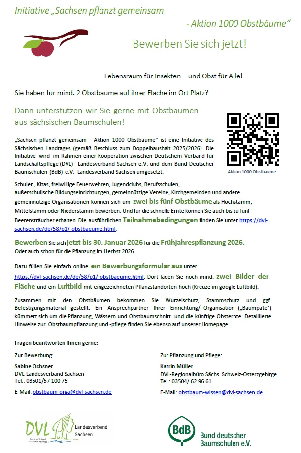 Pressemitteilung zur Aktion 1000 Obstbäume