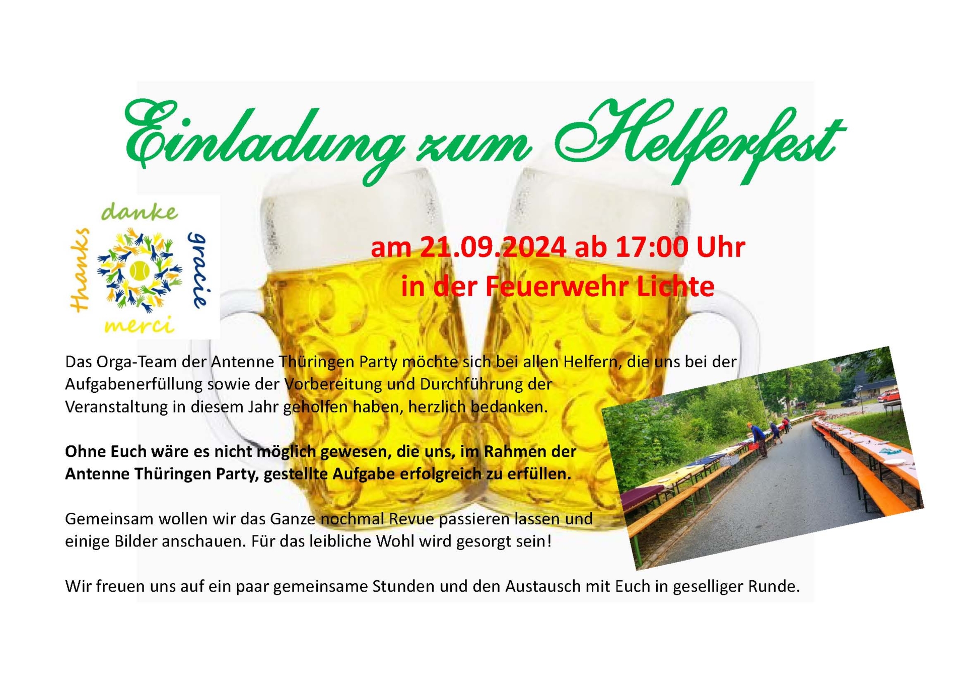 Einladung zum Helferfest am 21.09.2024