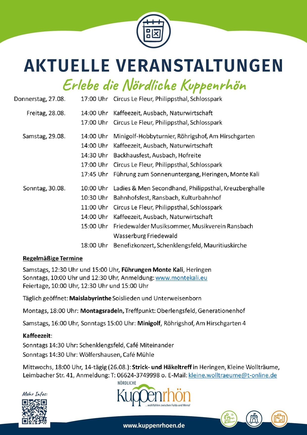 Veranstaltungsübersicht Nördliche Kuppenrhön bis 30.08.2026