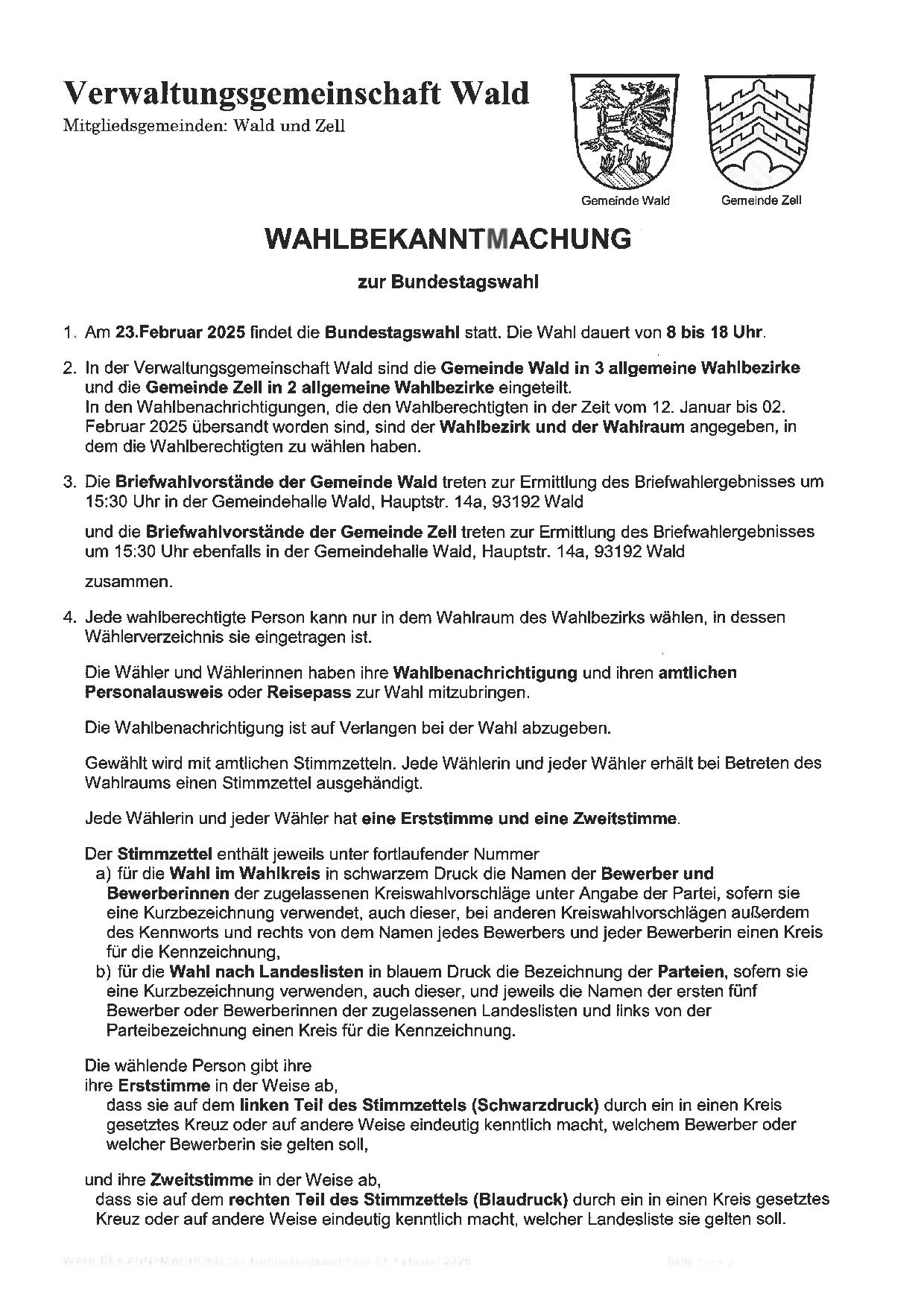 Wahlbekanntmachung 1