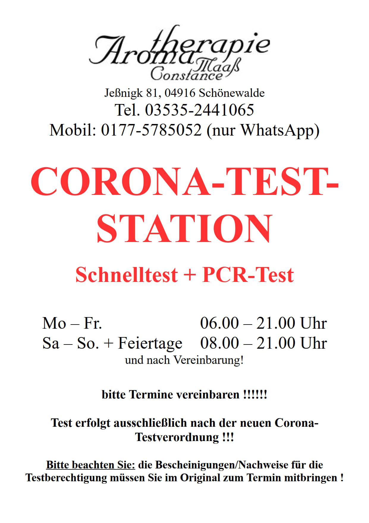 Corona-Test-Station Jeßnigk