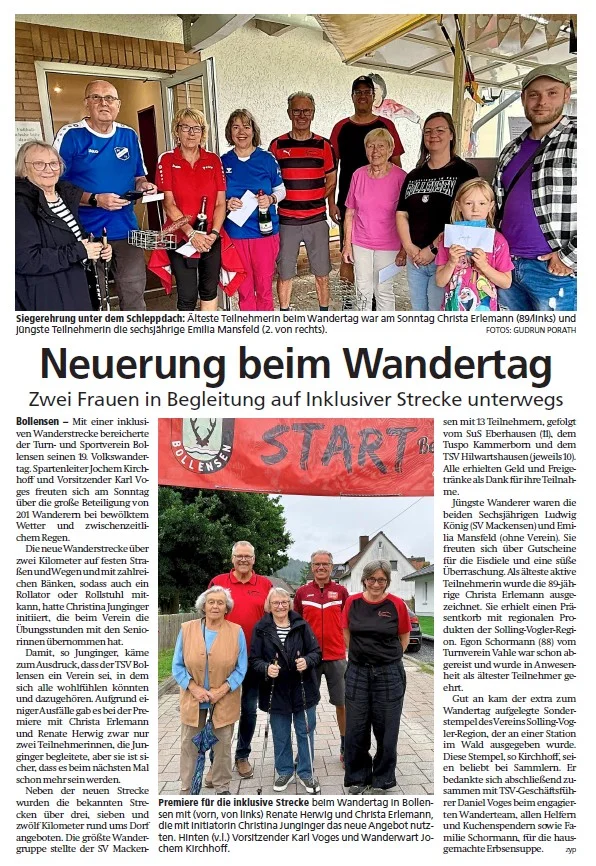 Bericht HNA Wandertag Bollensen