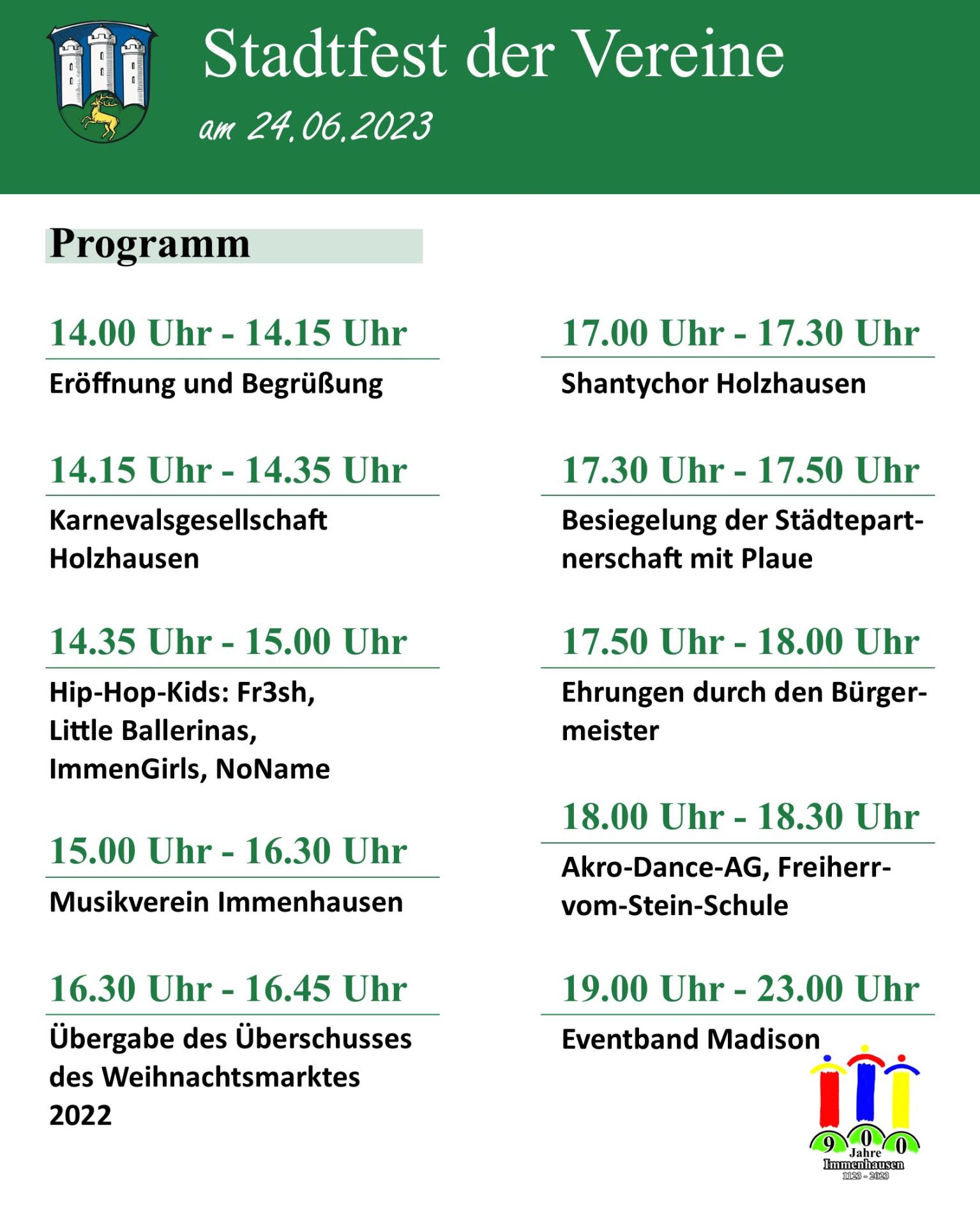 Programm Stadtfest