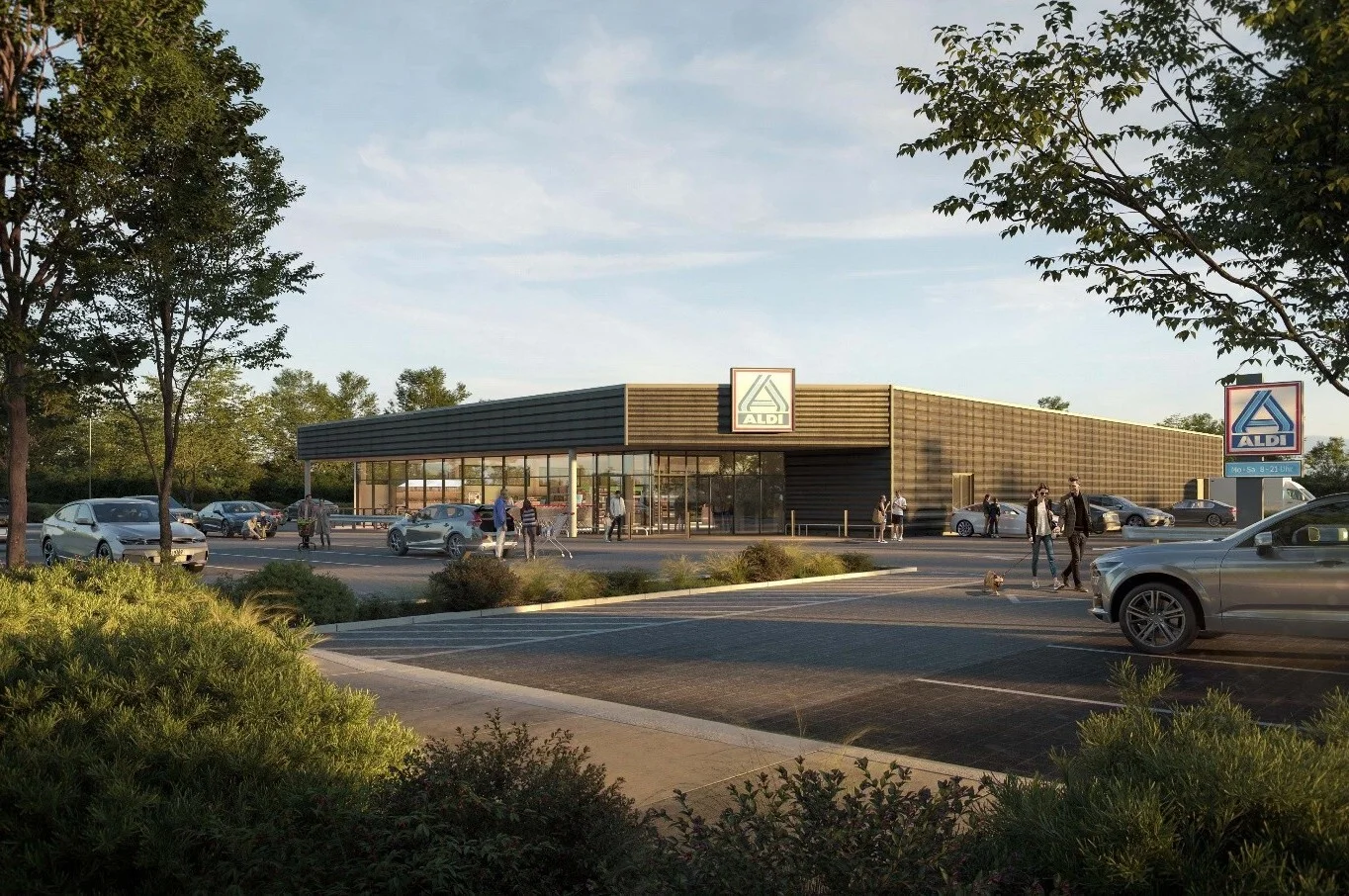 In ähnlicher Form entsteht in den kommenden Monaten der neue Aldi Markt Vor dem Nebraer Tor.