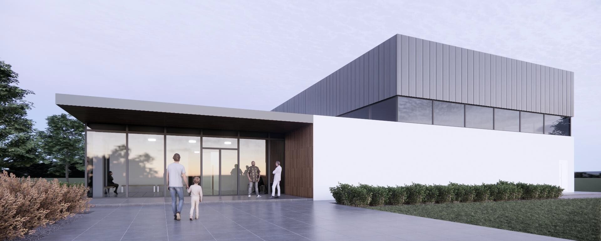 Nach dem Konzept des Büros Basler & Hoffmann könnte die neue Turnhalle in dieser Form gestaltet werden. Voraussetzung -  Bewilligung von Fördermitteln aus der Sportmilliarde